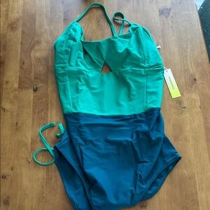 Women’s Summersalt size Green and Blue One Piece Swimsuit with Adjustable Straps